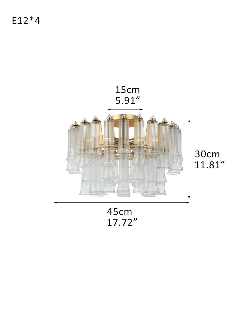 Modern Glass Rod Brass/Chrome Lorelei Waterfall Round Tiered Chandelier - 4 - light - D45*H30CM/D17.72"*H11.81" - CeilingWarm Light (3000K)BrassJoyfuzzy