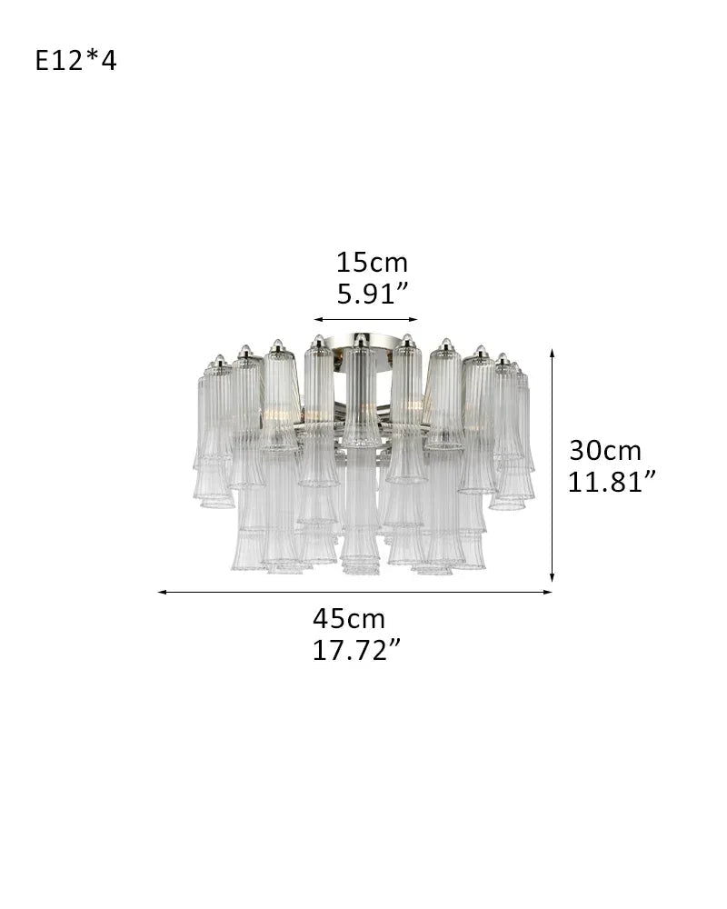 Modern Glass Rod Brass/Chrome Lorelei Waterfall Round Tiered Chandelier - 4 - light - D45*H30CM/D17.72"*H11.81" - CeilingWarm Light (3000K)SilverJoyfuzzy
