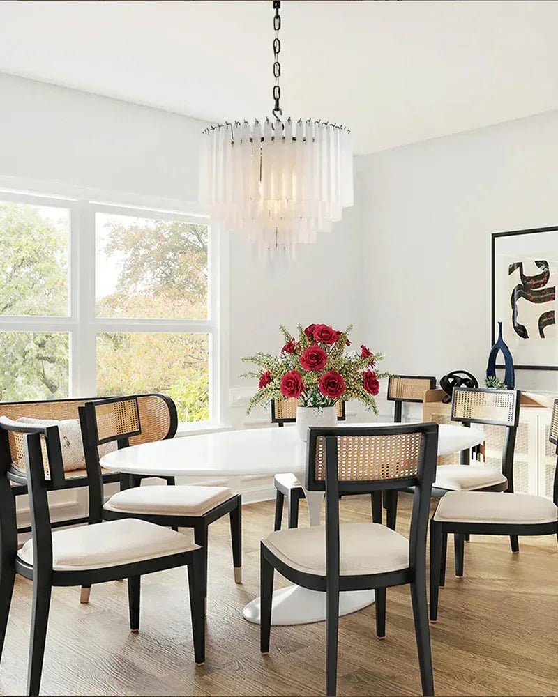 Modern Glass Rod Brass/Chrome Lorelei Waterfall Round Tiered Chandelier - 4 - light - D45*H30CM/D17.72"*H11.81" - CeilingWarm Light (3000K)BrassJoyfuzzy