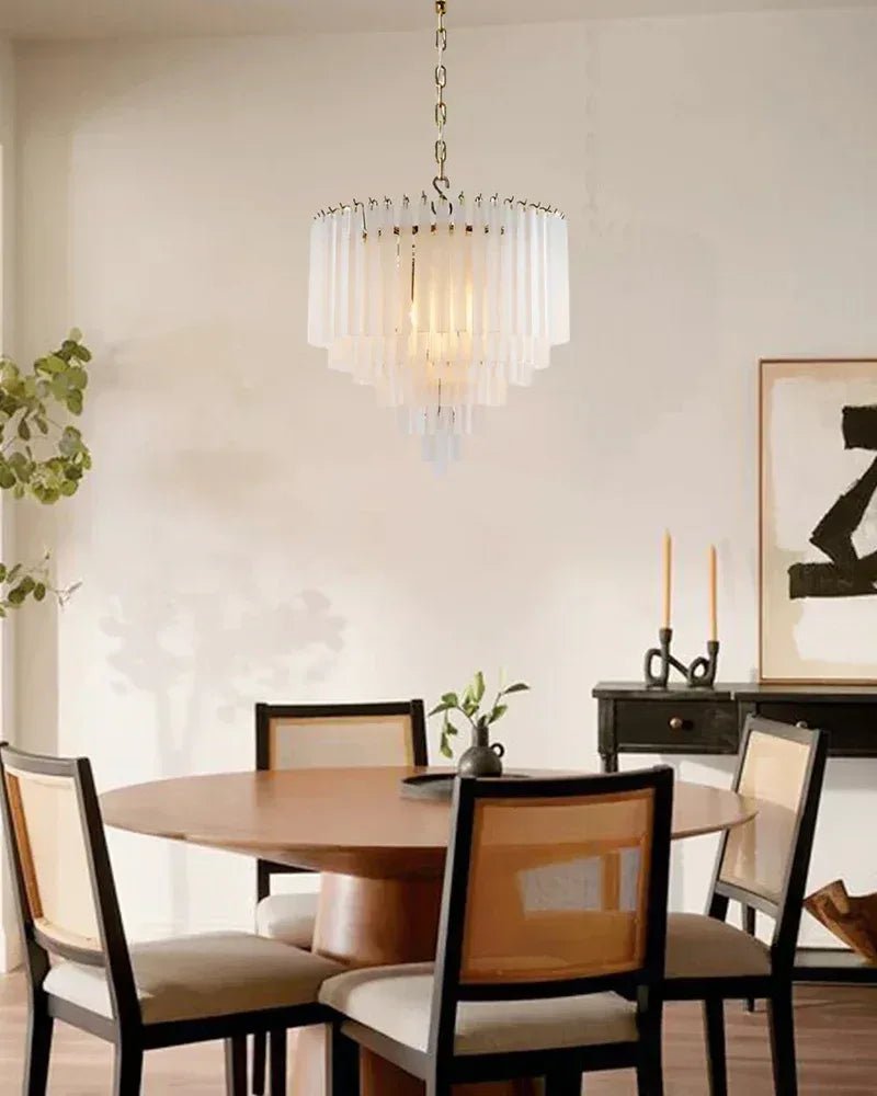 Modern Glass Rod Brass/Chrome Lorelei Waterfall Round Tiered Chandelier - 4 - light - D45*H30CM/D17.72"*H11.81" - CeilingWarm Light (3000K)BrassJoyfuzzy