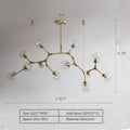 Modern Industrial Branch Chandelier with Multiple Glass Pendants Extra Large for Living or Dining Room - 12 Lights: L82.7