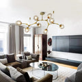 Modern Industrial Branch Chandelier with Multiple Glass Pendants Extra Large for Living or Dining Room - 5 Lights: L39.4
