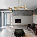 Modern Industrial Branch Chandelier with Multiple Glass Pendants Extra Large for Living or Dining Room - 5 Lights: L39.4