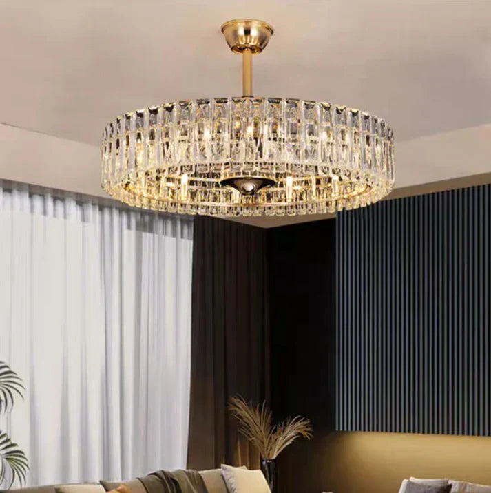 Modern Invisible Blade Fan Light Crystal Chandelier for Living/Dining Room/Bedroom-