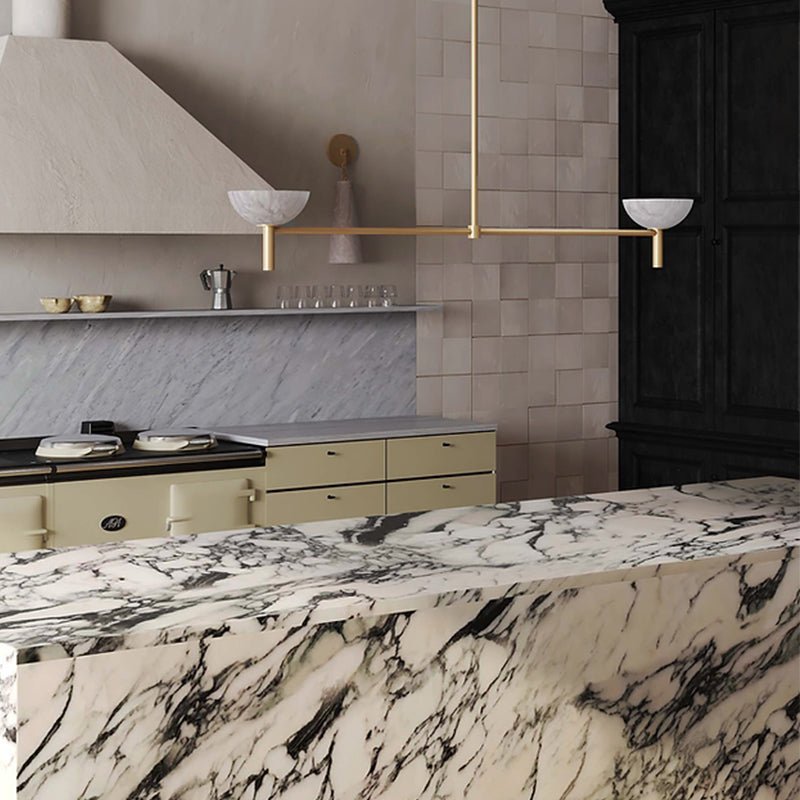 Modern Kitchen Island Pendant Light with Alabaster Shades, Linear Real Alabaster Pendant Lamp - Joyfuzzy