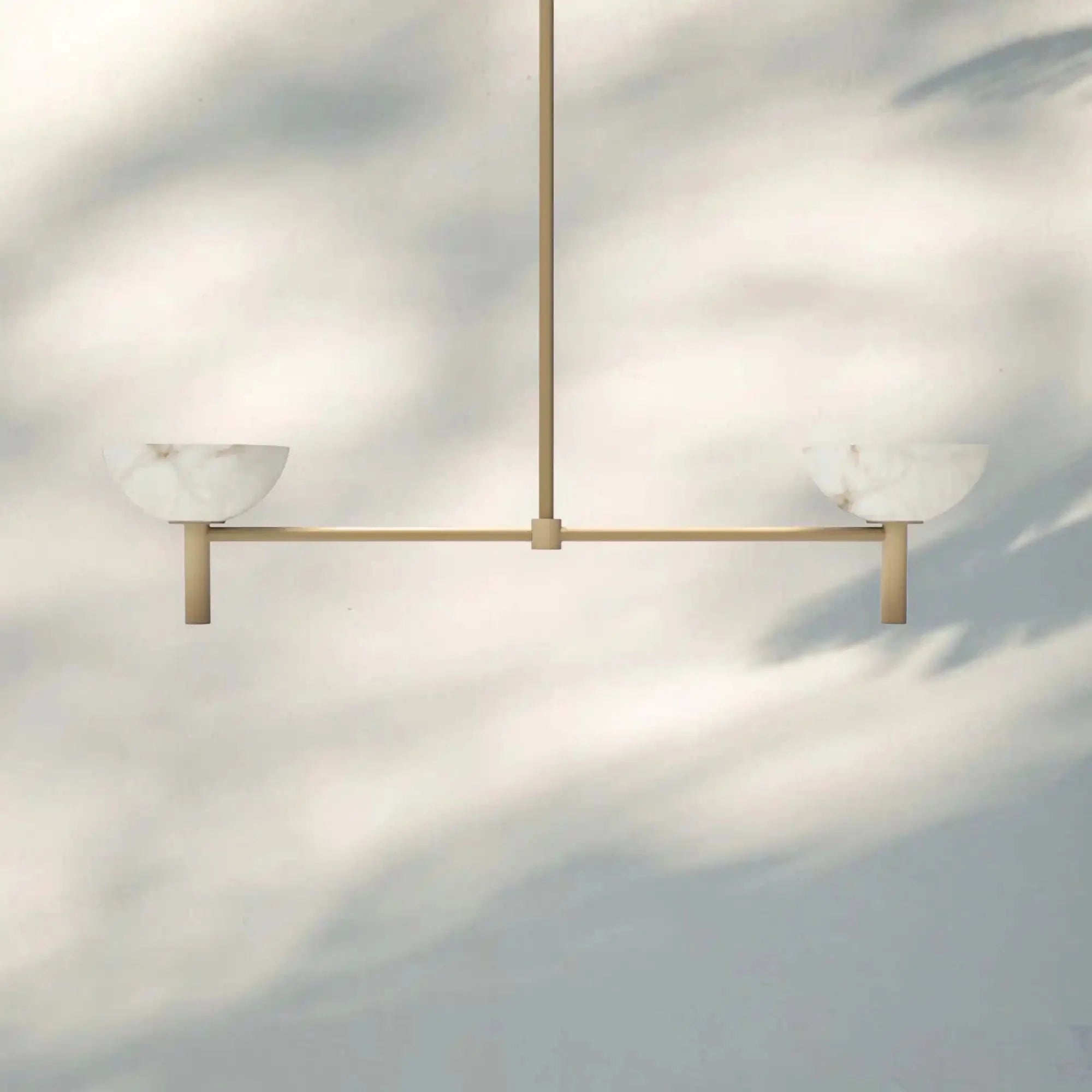 Modern Kitchen Island Pendant Light with Alabaster Shades, Linear Real Alabaster Pendant Lamp - Joyfuzzy