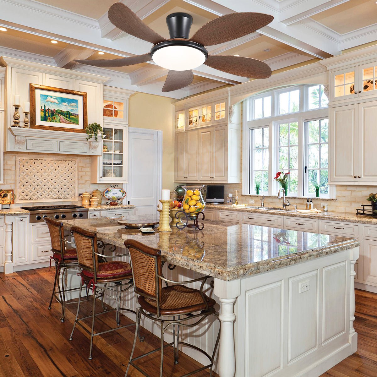 Modern LED Ceiling Fans Low Profile Ceiling Fans with Lights 6 Speeds 48" - Joyfuzzy