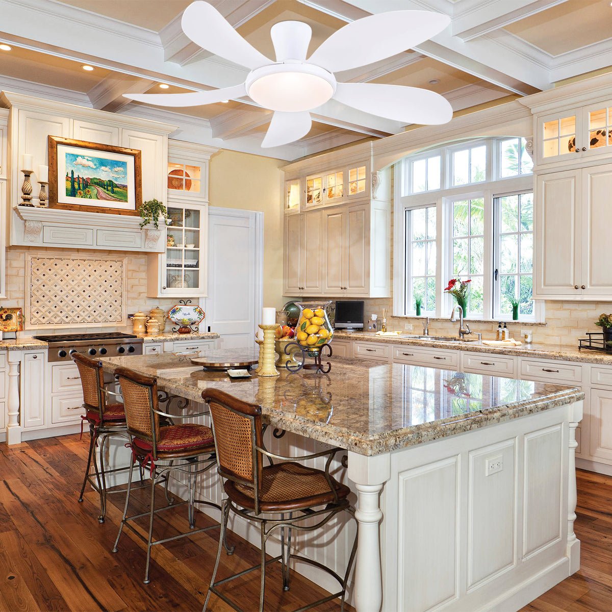 Modern LED Ceiling Fans Low Profile Ceiling Fans with Lights 6 Speeds 48" - Joyfuzzy