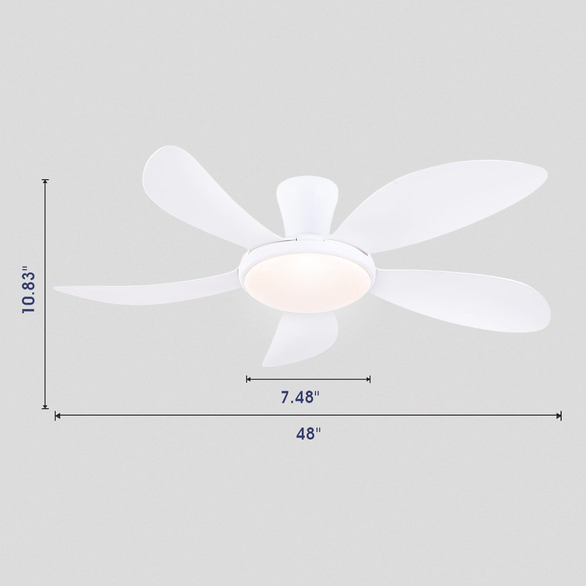 Modern LED Ceiling Fans Low Profile Ceiling Fans with Lights 6 Speeds 48" - Joyfuzzy