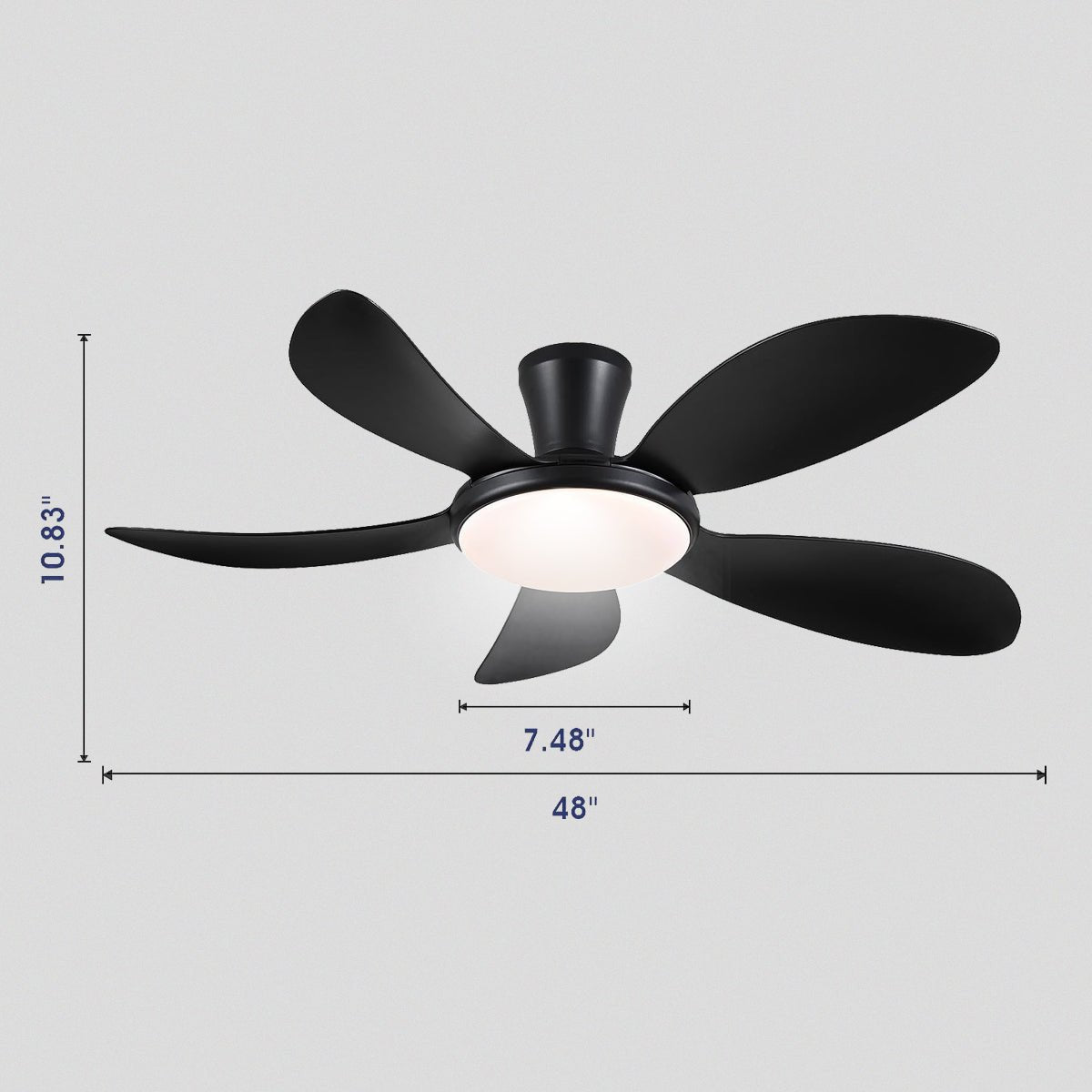 Modern LED Ceiling Fans Low Profile Ceiling Fans with Lights 6 Speeds 48" - Joyfuzzy