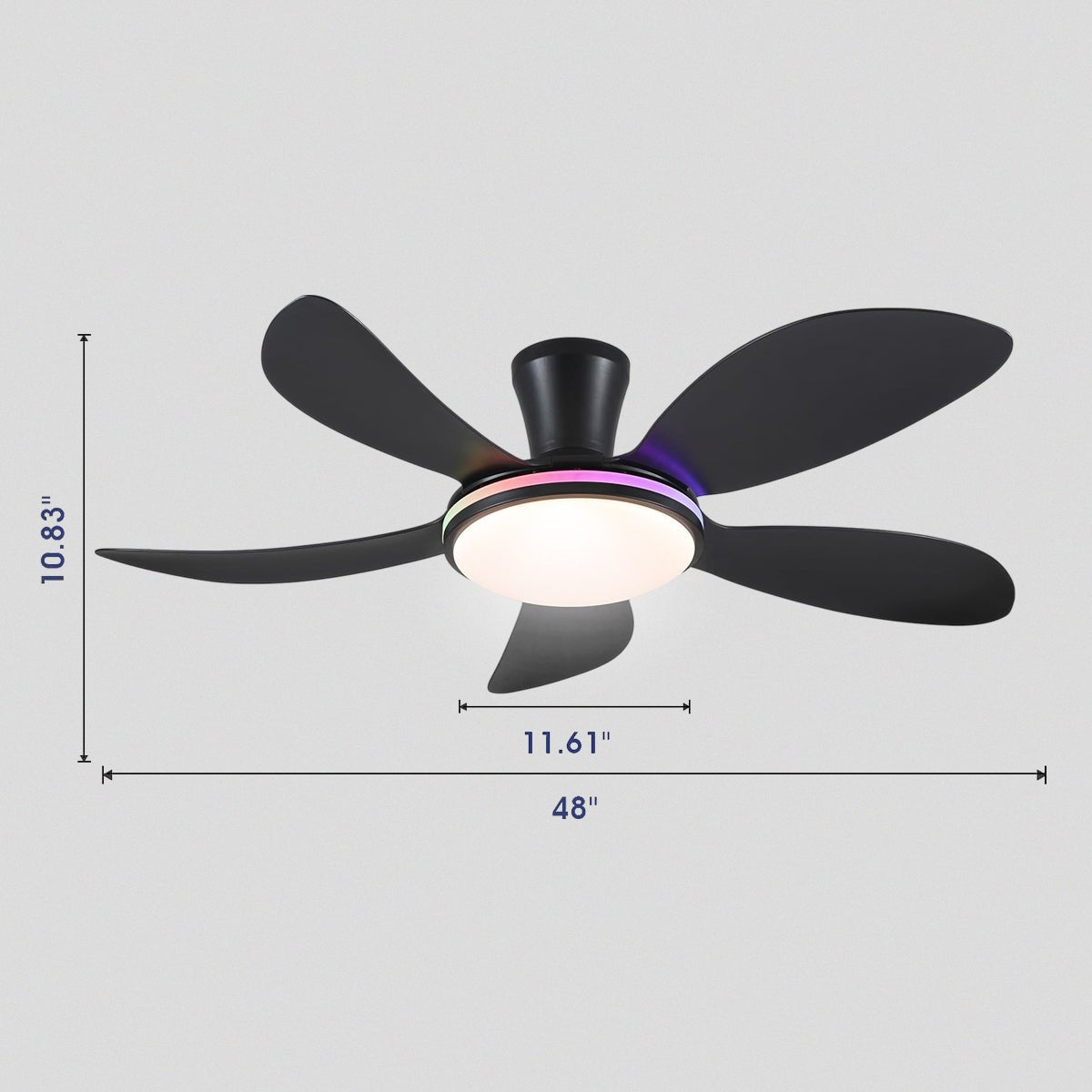 Modern LED Ceiling Fans Low Profile Ceiling Fans with Lights 6 Speeds 48" - Joyfuzzy