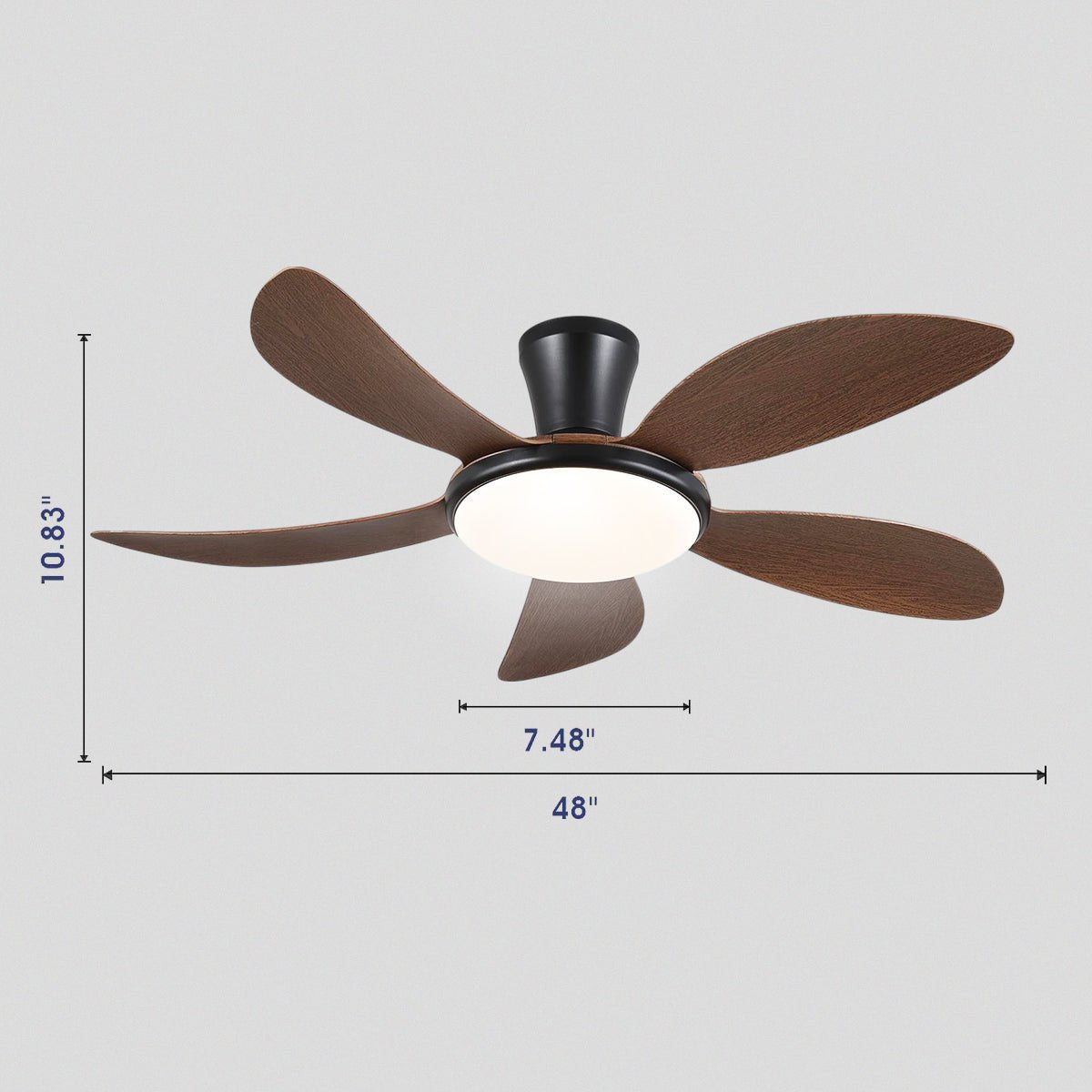 Modern LED Ceiling Fans Low Profile Ceiling Fans with Lights 6 Speeds 48" - Joyfuzzy