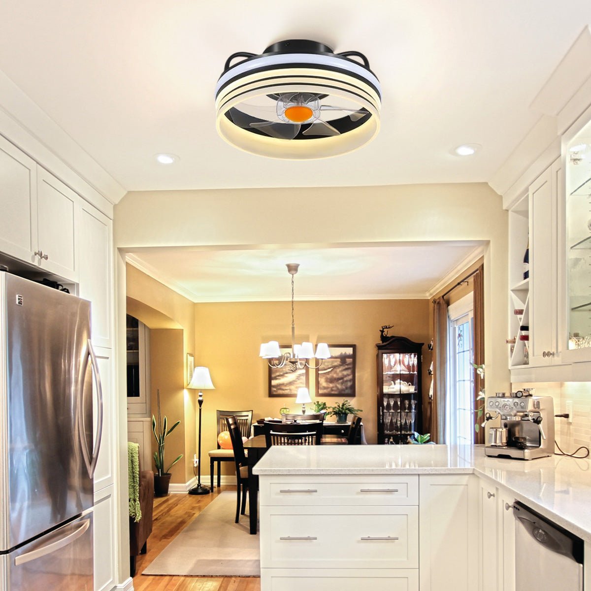 Modern LED Flush Mount Ceiling Fan Light 13" - Joyfuzzy