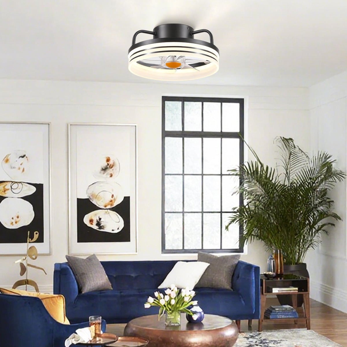 Modern LED Flush Mount Ceiling Fan Light 13" - Joyfuzzy