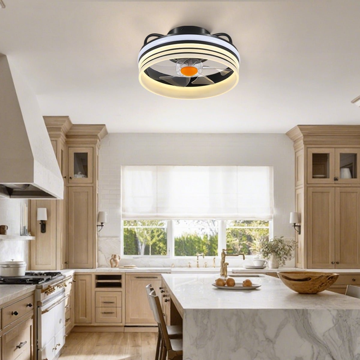 Modern LED Flush Mount Ceiling Fan Light 13" - Joyfuzzy