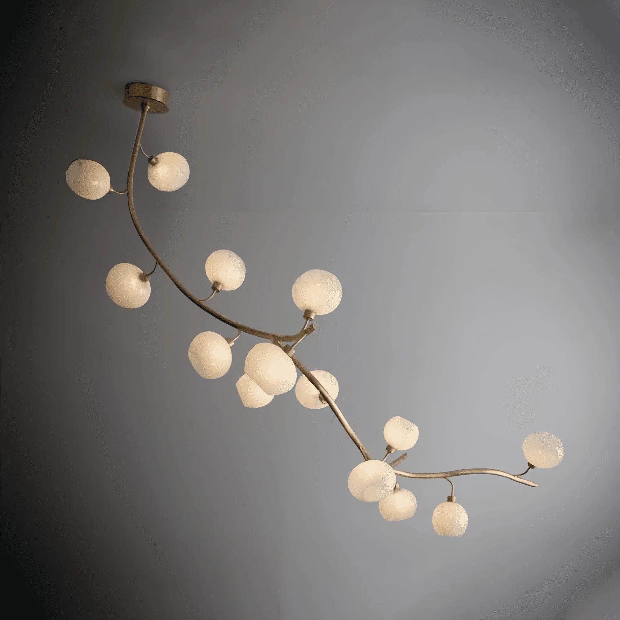 Modern Linear Brass Branches Chandelier for Dining Room - L83.5"*W55"*H75.5"Dimmable Warm LightJoyfuzzy