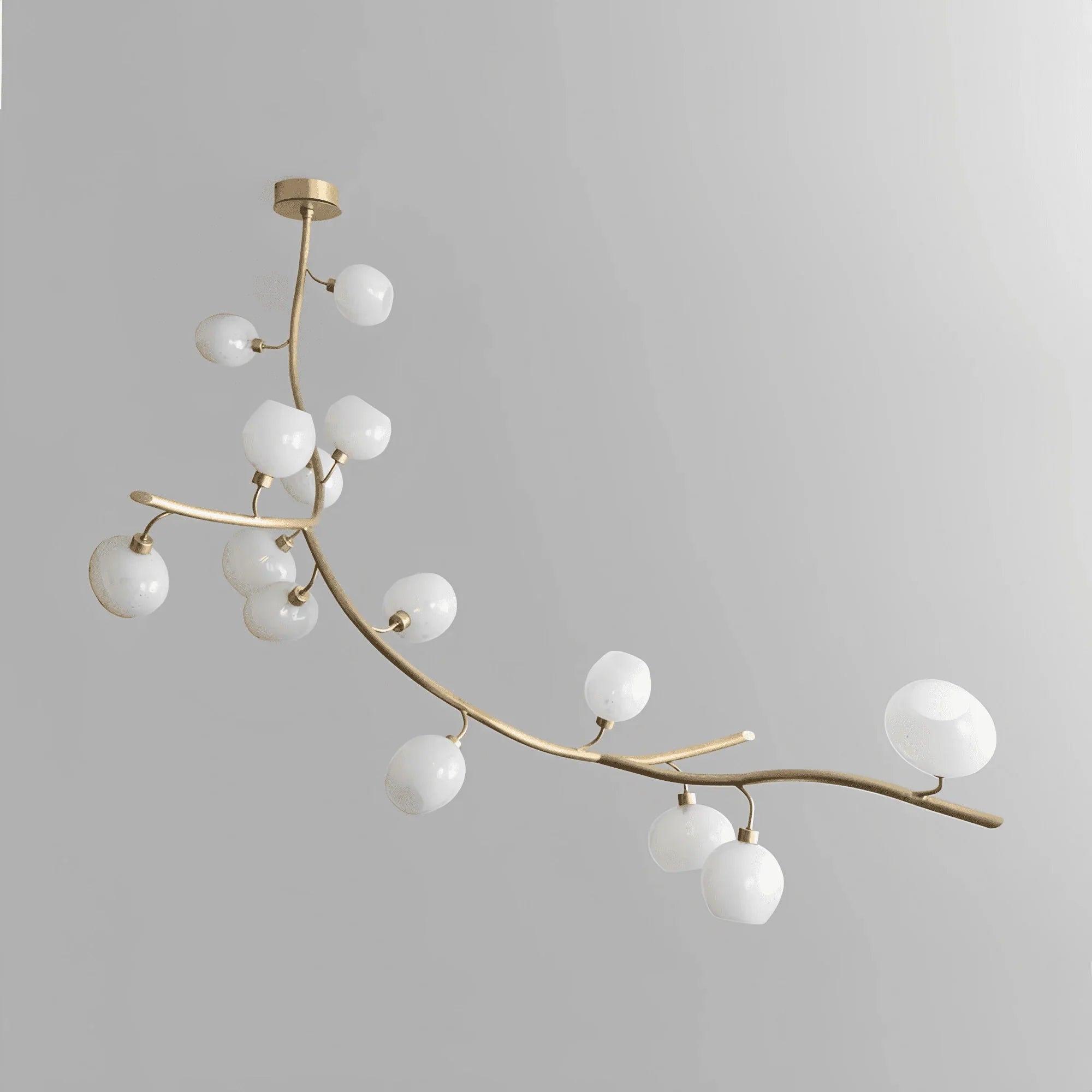 Modern Linear Brass Branches Chandelier for Dining Room - L83.5"*W55"*H75.5"White lightJoyfuzzy