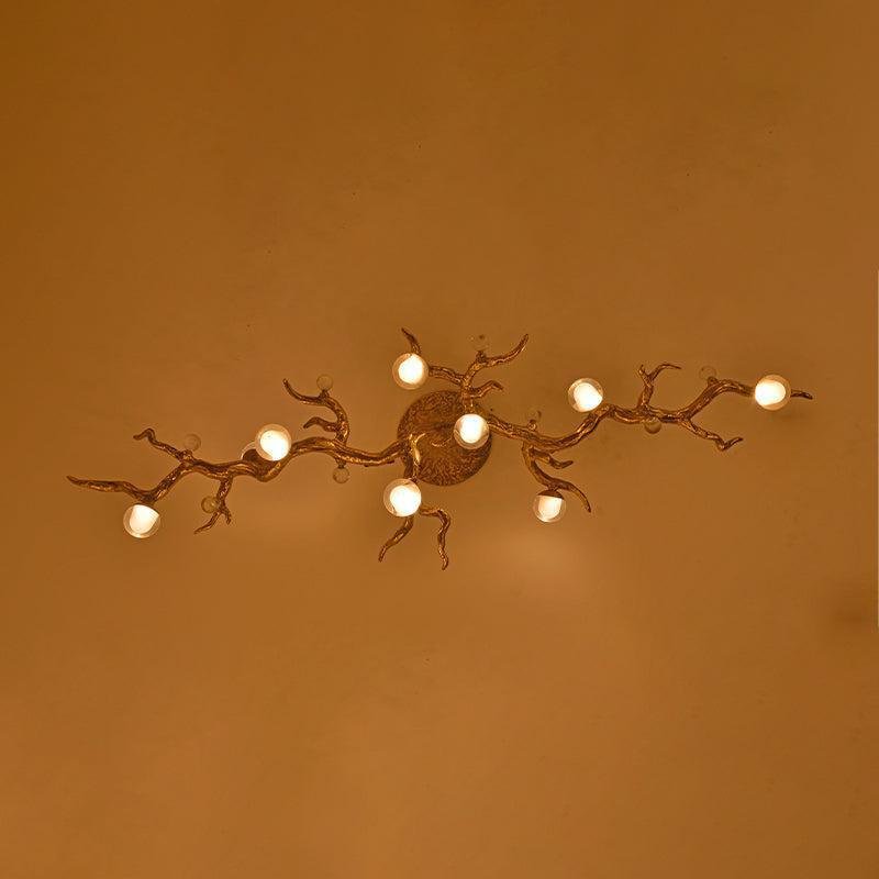 Modern Linear Glass Ball Branch Semi Flush Chandelier - Joyfuzzy