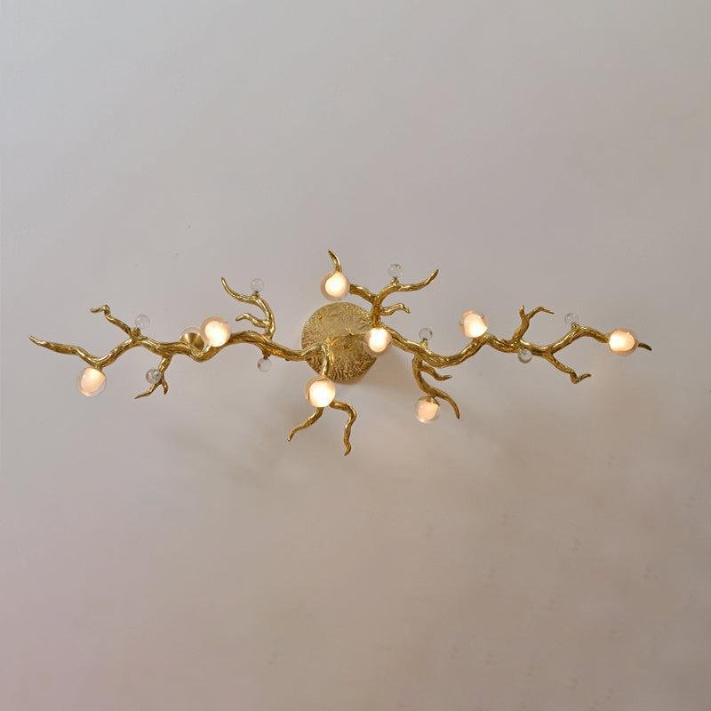 Modern Linear Glass Ball Branch Semi Flush Chandelier - Joyfuzzy