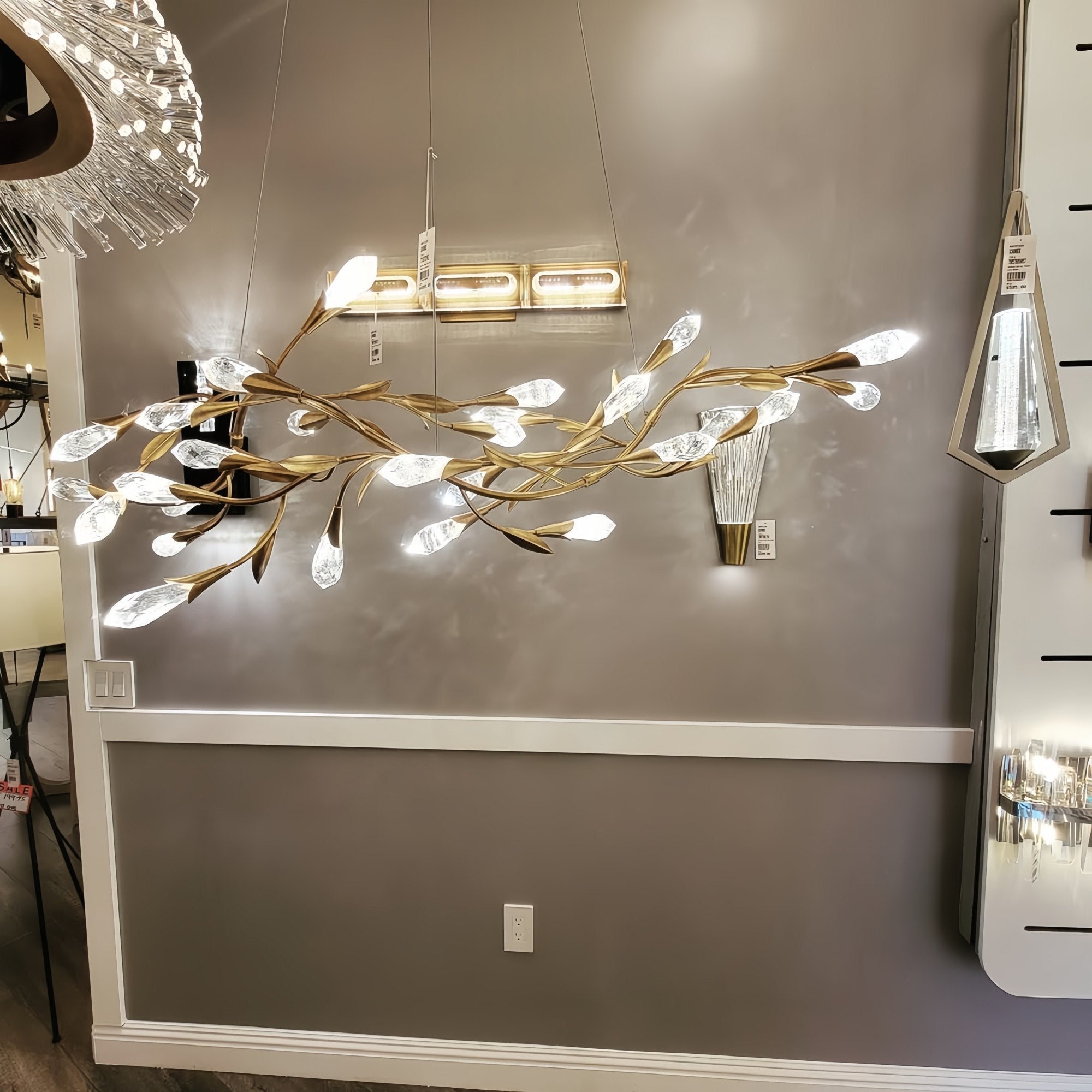 Modern Linear/Round Floral Branches Crystal Chandelier - Round/D35.4"*H8.5"(D90cm*H21.6cm)Antique SilverDimmable Warm LightJoyfuzzy