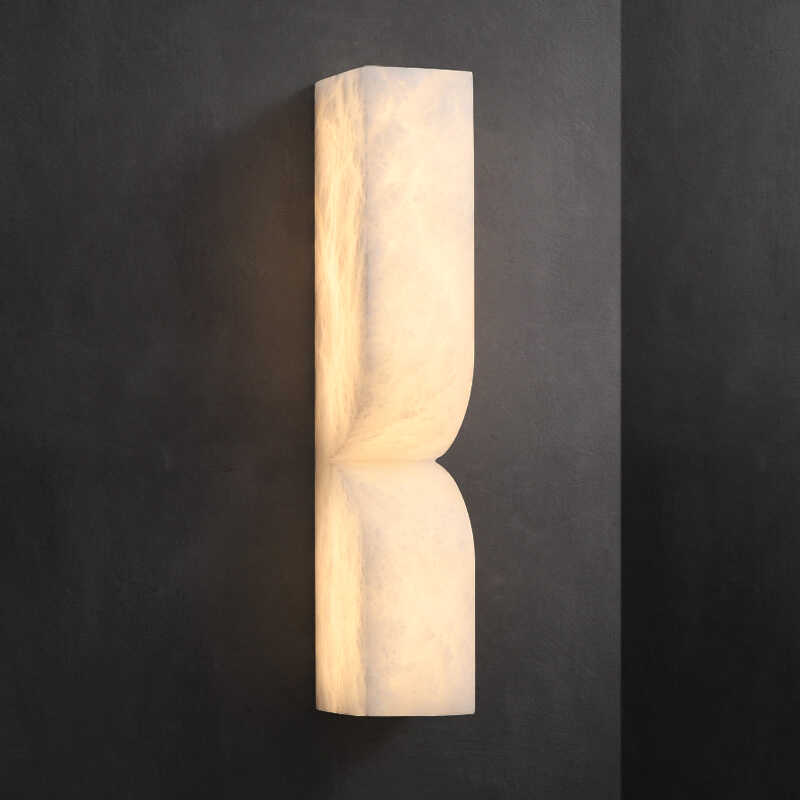 Modern Luxe Brass Natural Alabaster Wall Sconce for Entryway - SmallJoyfuzzy