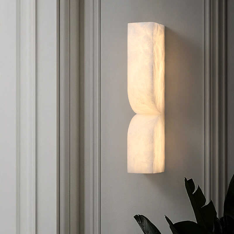 Modern Luxe Brass Natural Alabaster Wall Sconce for Entryway - SmallJoyfuzzy
