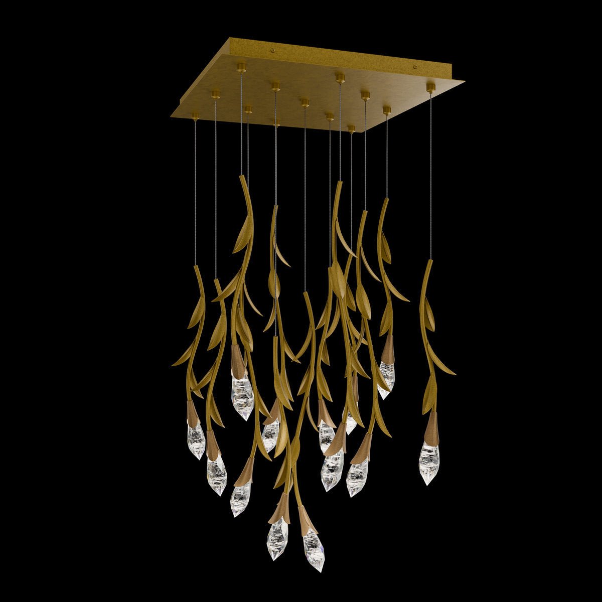 Modern Luxury Floating Branches Floral Crystal Chandelier - 13 Lights/L20"*W20"*H118.1"GoldWarm LightJoyfuzzy