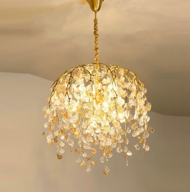 Modern Luxury Leaf Branch Glass Chandelier for Living/Dining Room/Bedroom - D23.6"*H31.5"Warm LightJoyfuzzy