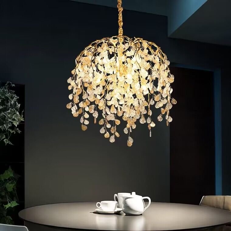 Modern Luxury Leaf Branch Glass Chandelier for Living/Dining Room/Bedroom - D23.6"*H31.5"Warm LightJoyfuzzy