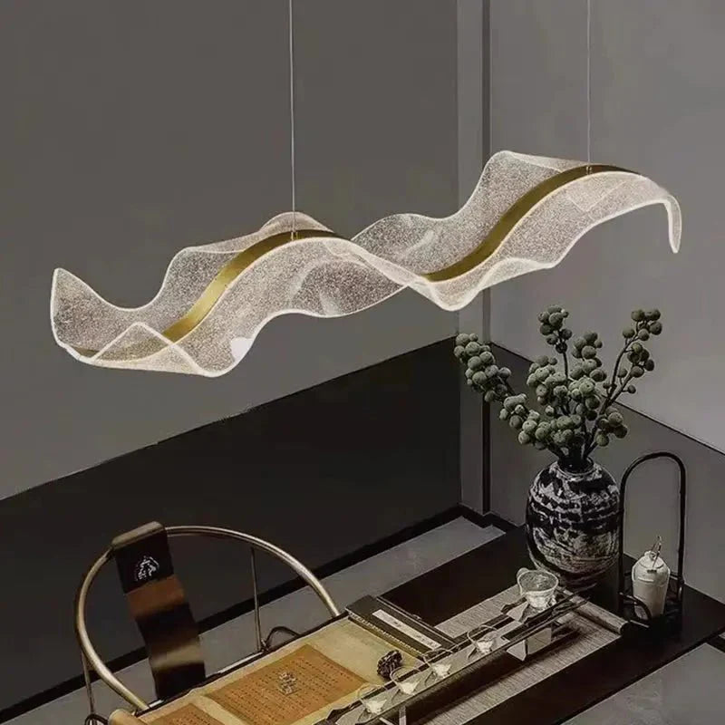 Modern Ocean Wave Pendant Chandelier for Kitchen - Gold38.52” (100 cm)Remote Control (Dimmable)Joyfuzzy