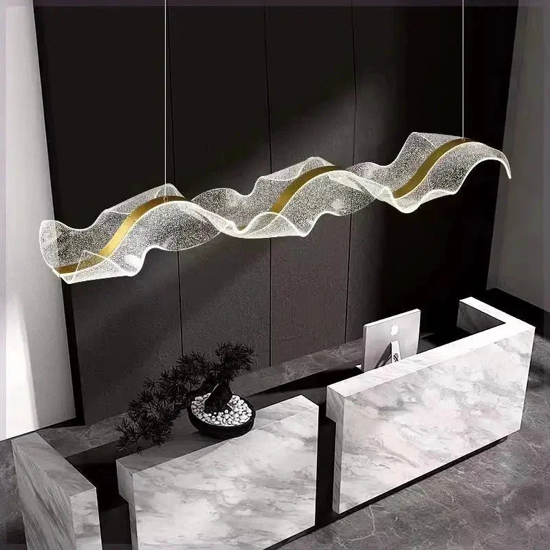 Modern Ocean Wave Pendant Chandelier for Kitchen - Gold38.52” (100 cm)Remote Control (Dimmable)Joyfuzzy