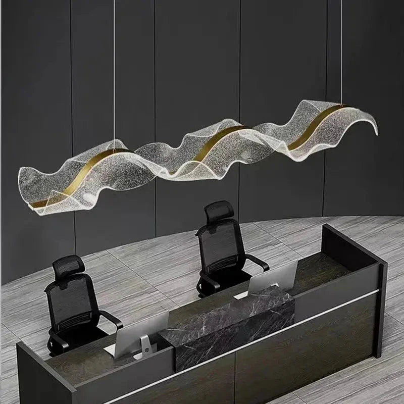 Modern Ocean Wave Pendant Chandelier for Kitchen - Gold38.52” (100 cm)Remote Control (Dimmable)Joyfuzzy