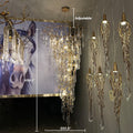 Modern Oversized Luxury Copper Crystal Long Crystal Branch Air Bubble Drop Staircase Light fixture - D31.5