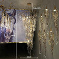 Modern Oversized Luxury Copper Crystal Long Crystal Branch Air Bubble Drop Staircase Light fixture - D31.5