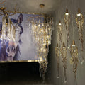 Modern Oversized Luxury Copper Crystal Long Crystal Branch Air Bubble Drop Staircase Light fixture - D31.5