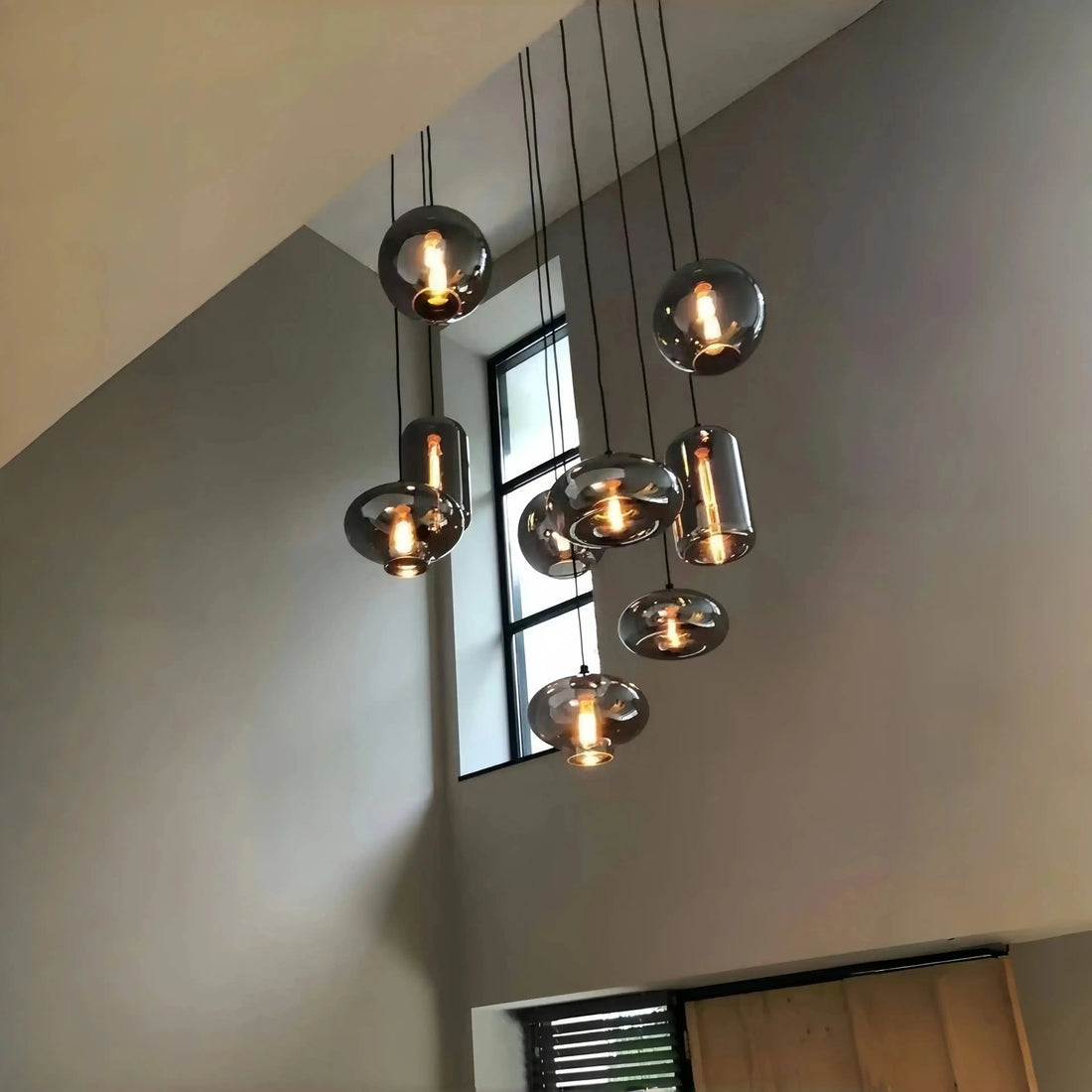 Modern Pendant Fixture light For 2 Story Foyer /Enterway /Staircase - Joyfuzzy