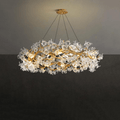 Modern Petal Crystal Round Brass Branch Chandelier - 24