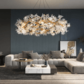 Modern Petal Crystal Round Brass Branch Chandelier - 24