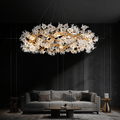 Modern Petal Crystal Round Brass Branch Chandelier - 24