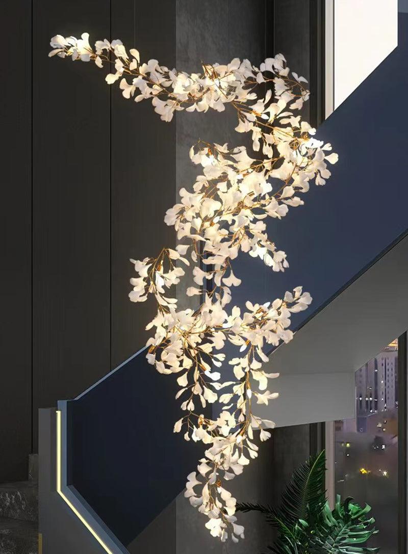 Modern Porcelain Ginkgo Branch Chandelier - 98.5"LJoyfuzzy