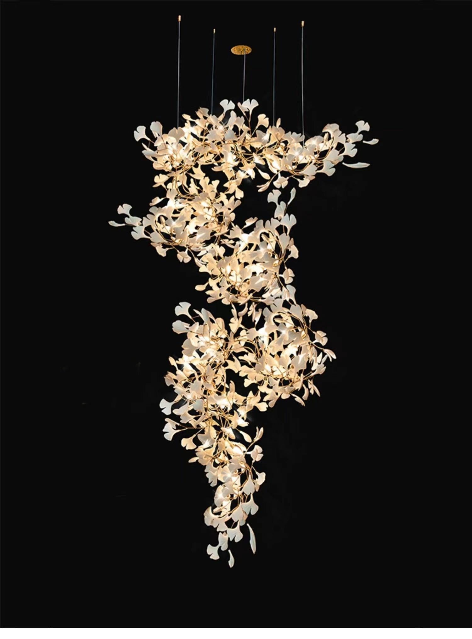 Modern Porcelain Ginkgo Branch Chandelier - 98.5"LJoyfuzzy
