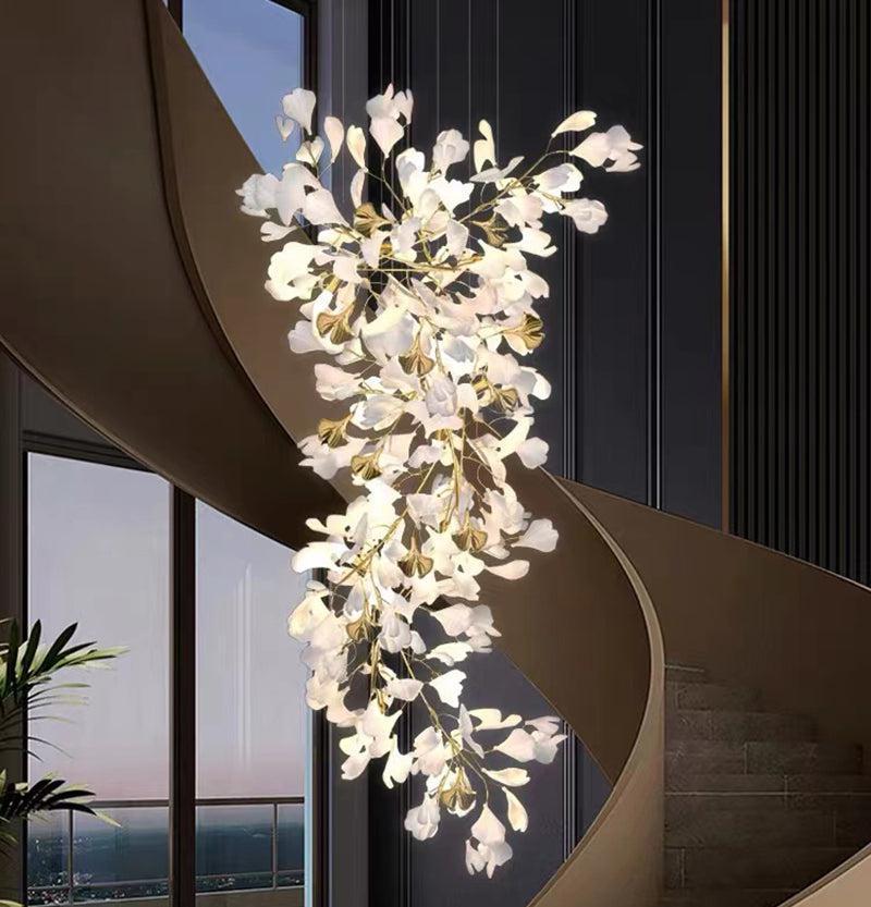 Modern Porcelain Ginkgo Branch Chandelier - 98.5"LJoyfuzzy