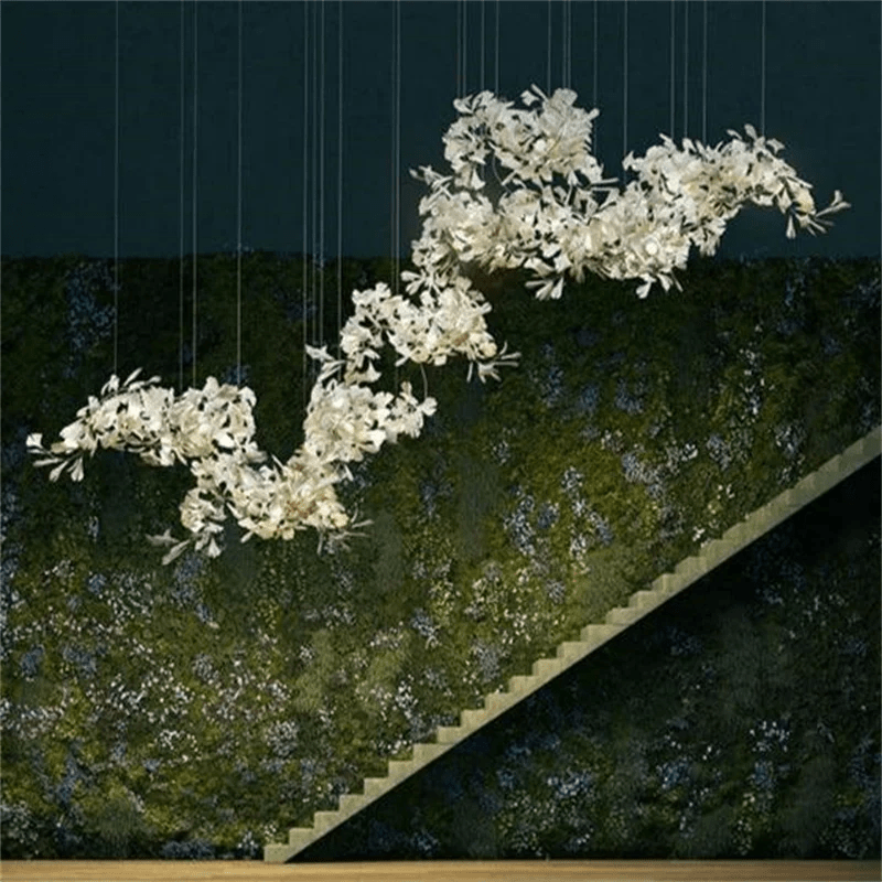 Modern Porcelain Ginkgo Branch Chandelier - 98.5"LJoyfuzzy