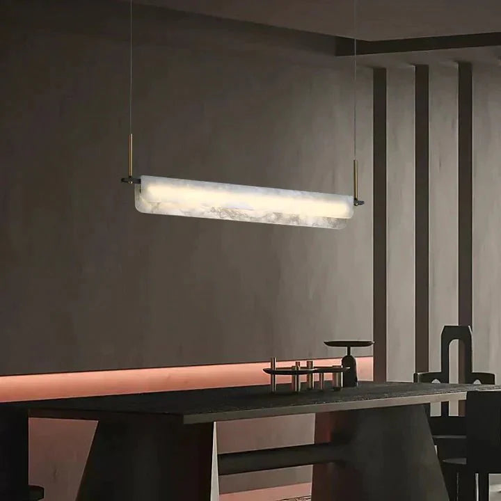 Modern Real Alabaster Chandelier, Linear Chandelier Over Dining Room - Joyfuzzy