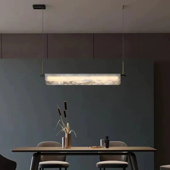 Modern Real Alabaster Chandelier, Linear Chandelier Over Dining Room - Joyfuzzy