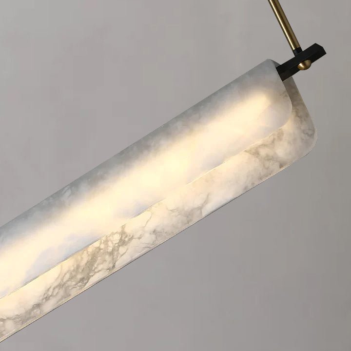 Modern Real Alabaster Chandelier, Linear Chandelier Over Dining Room - Joyfuzzy