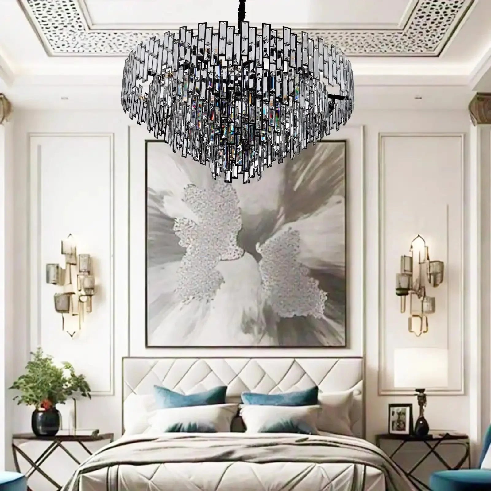 Modern Round Luxury K9 Crystal Chandelier for Dining Room Entryway Foyer - Joyfuzzy