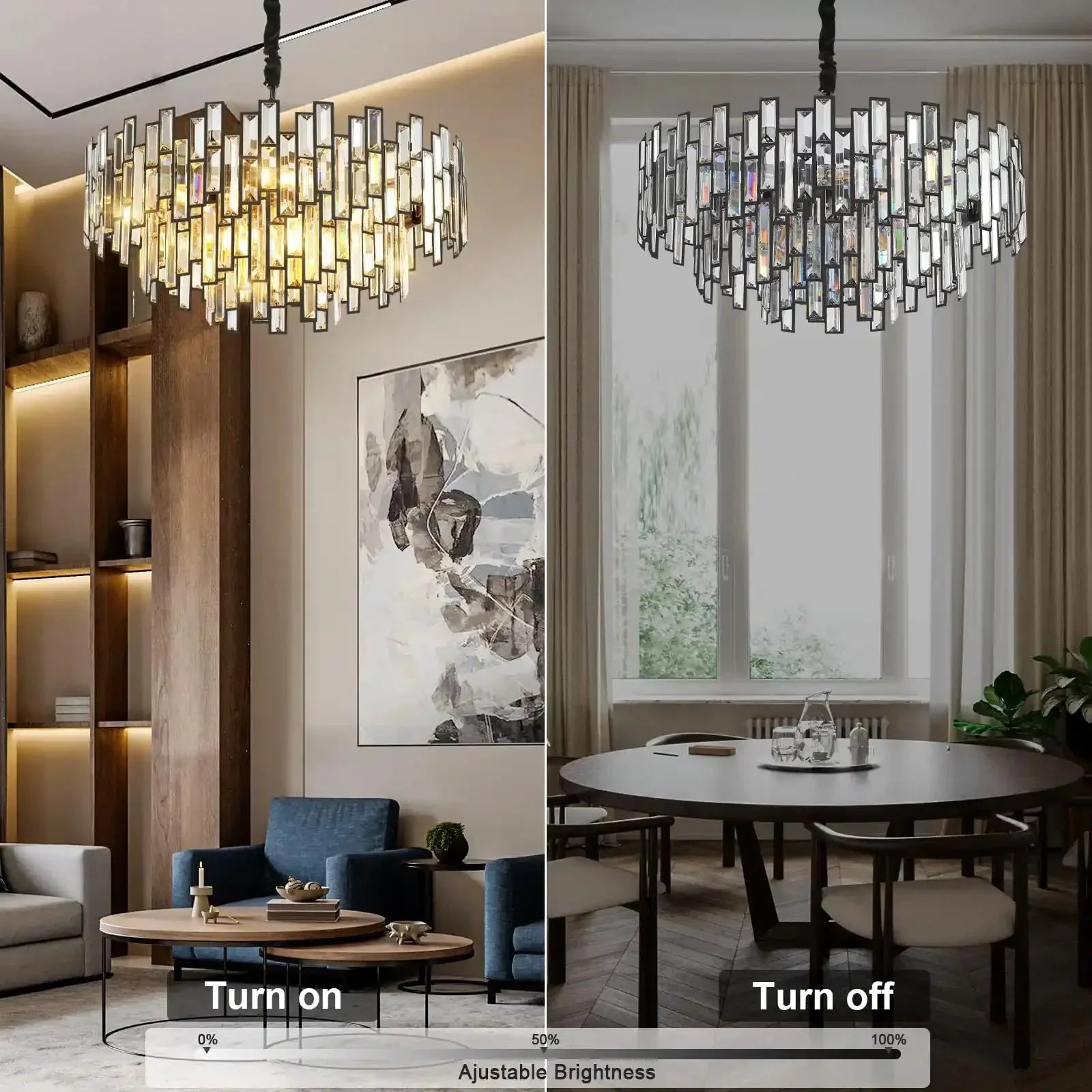 Modern Round Luxury K9 Crystal Chandelier for Dining Room Entryway Foyer - Joyfuzzy