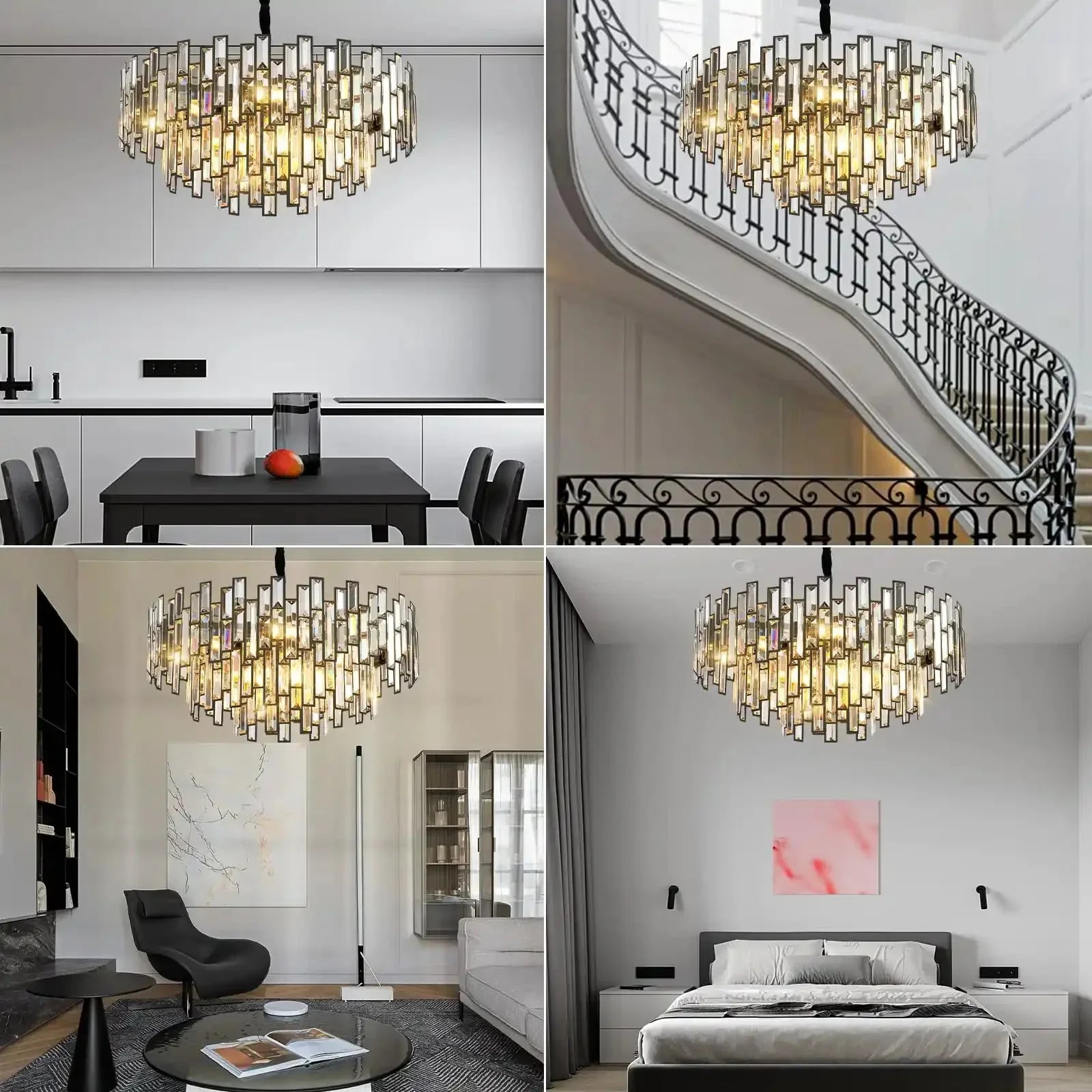 Modern Round Luxury K9 Crystal Chandelier for Dining Room Entryway Foyer - Joyfuzzy