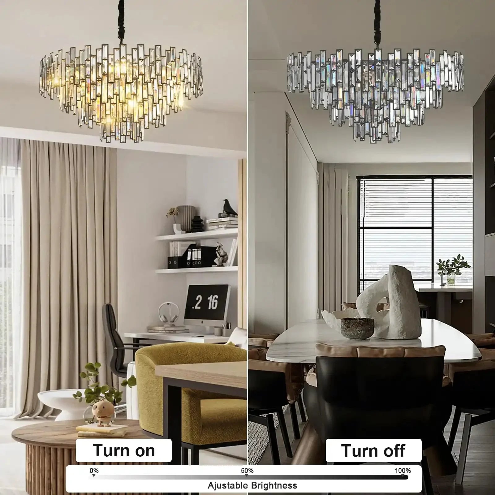 Modern Round Luxury K9 Crystal Chandelier for Dining Room Entryway Foyer - Joyfuzzy